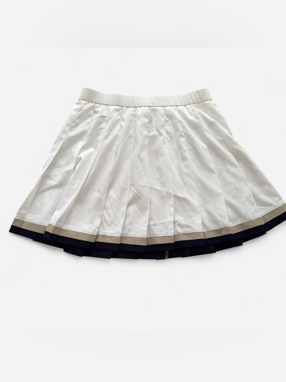 Vintage White pleated skirt with navy blue trim Size 12